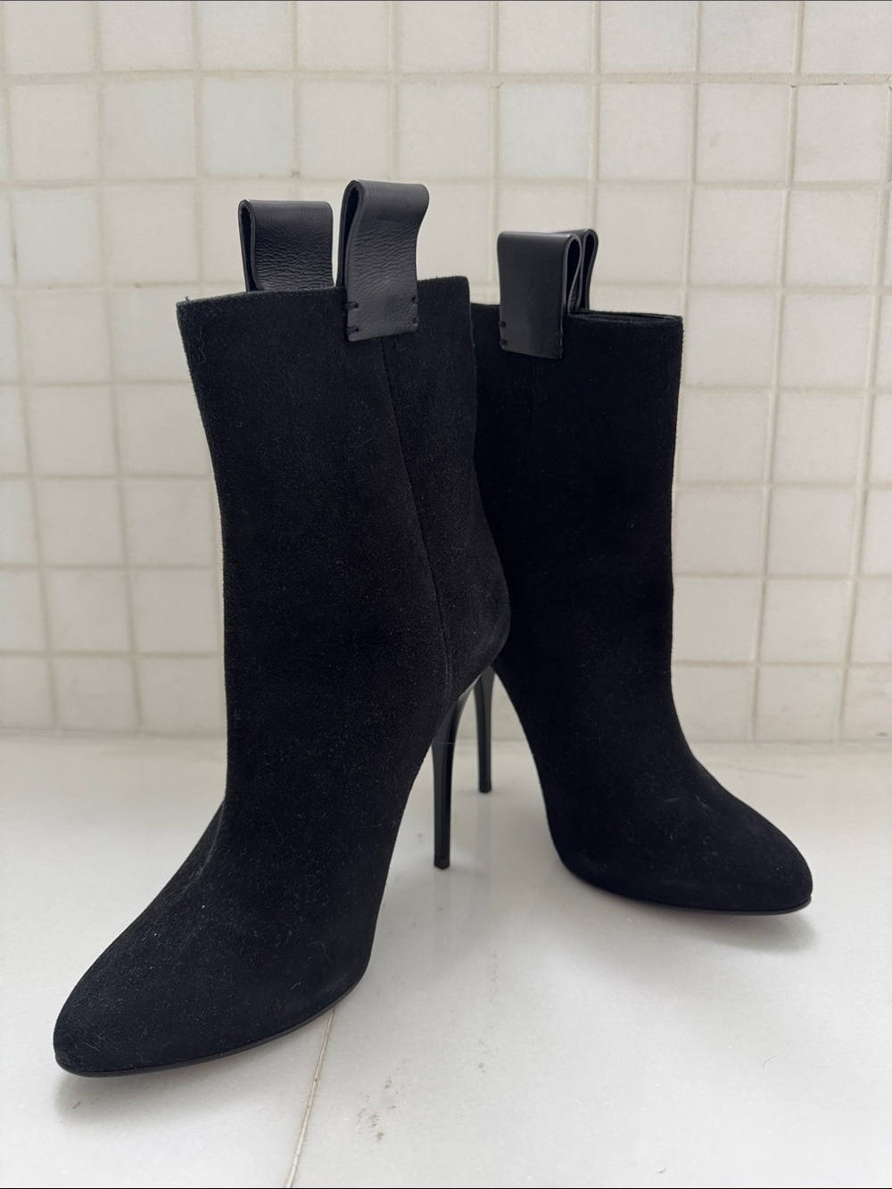 Giuseppe Zanotti Black Suede Stiletto Ankle Boots